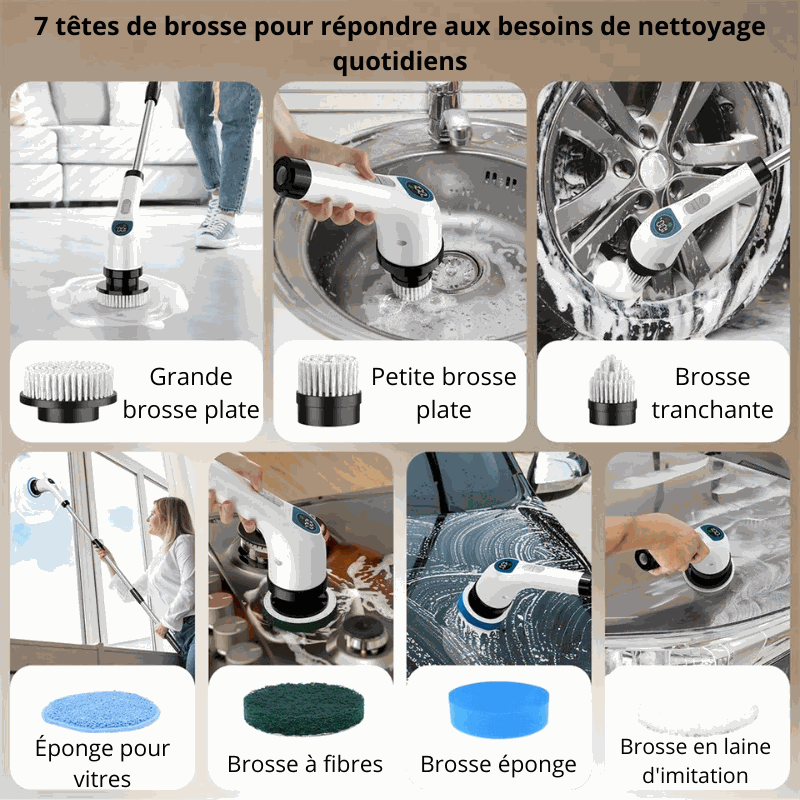 Brosse Électrique Sans Fil - Nettoyage Facile