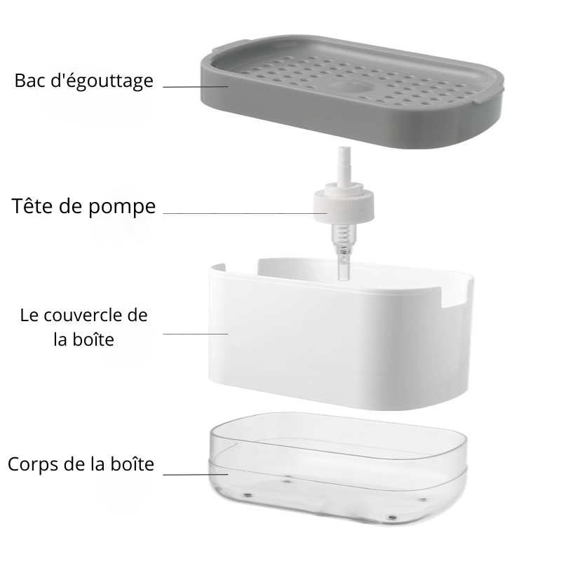 Distributeur de savon à vaisselle 2 en 1