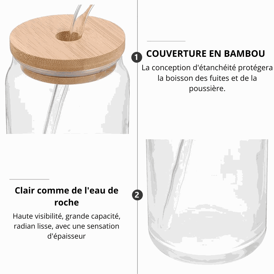 Tasse en verre avec couvercle en forme de canette