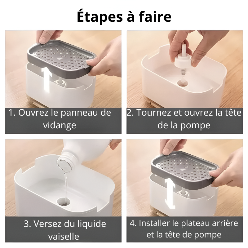 Distributeur de savon à vaisselle 2 en 1